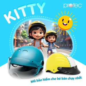 Nón bảo hiểm cho bé gái Kitty